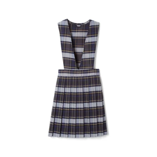 Plaid V-Neck Pleated Jumper